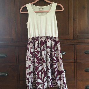 Loft Floral Tank Top Dress Scoop Neck XS